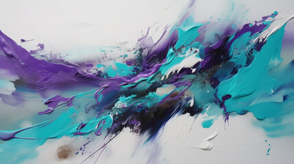 Bold strokes of vibrant purple and turquoise on a clean white canvas, expressing a sense of creativity and imagination.
