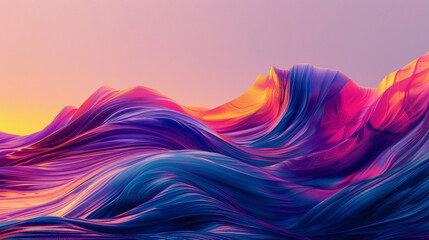 A gradient wave emerges from bold strokes of vibrant color, flowing dynamically in a minimalist environment. - obrazy, fototapety, plakaty