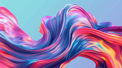 Bold strokes of vivid color blend seamlessly, forming a dynamic gradient wave in a minimalist space. - obrazy, fototapety, plakaty