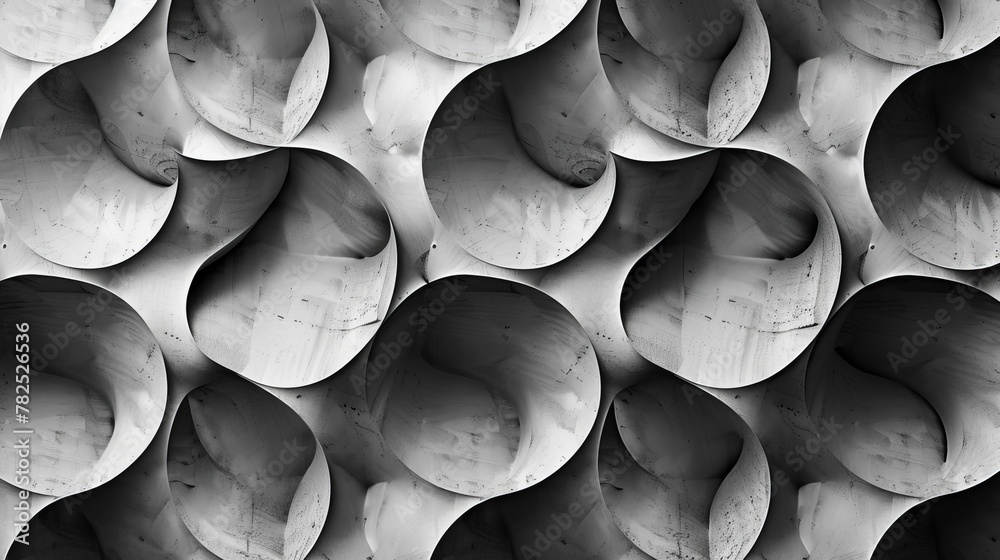 Poster this image features a monochrome pattern with a dynamic composition of curved lines creating an imme