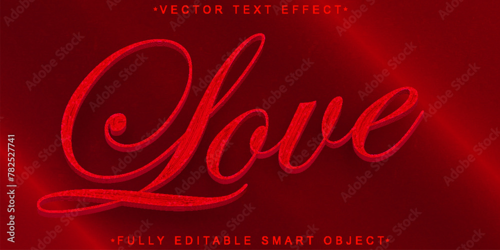 Wall mural red love vector fully editable smart object text effect - Wall murals