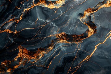 Texture of black marble with gold veins.