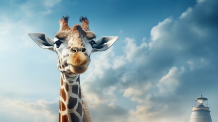 a giraffe looking at the camera