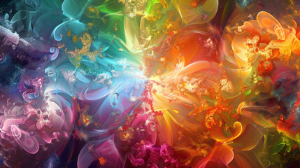 A kaleidoscope of colors creates a lively scene. - obrazy, fototapety, plakaty