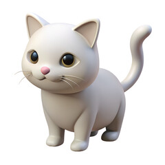Obraz premium Cute white cartoon cat with a playful pose on transparent background