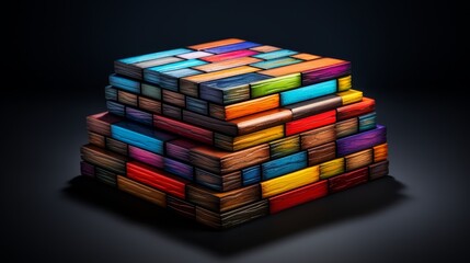 Fototapeta premium 3d render of a stack of blocks of different colors