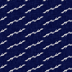 Indigo denim blue leaf motif seamless pattern. Japanese dye batik fabric style effect print background swatch.  - 782533528