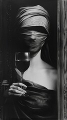 woman with wine glass, - 782534309