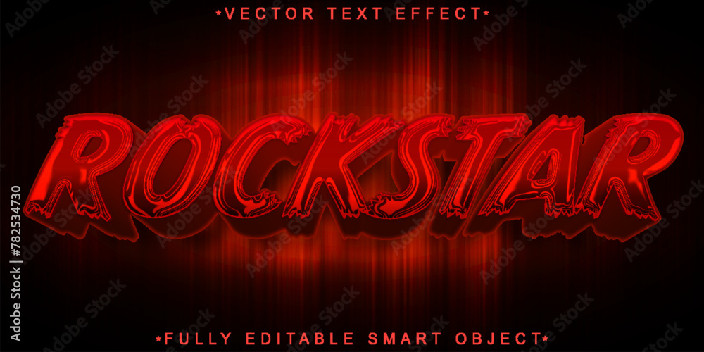 Poster Red Shiny Rockstar Vector Fully Editable Smart Object Text Effect