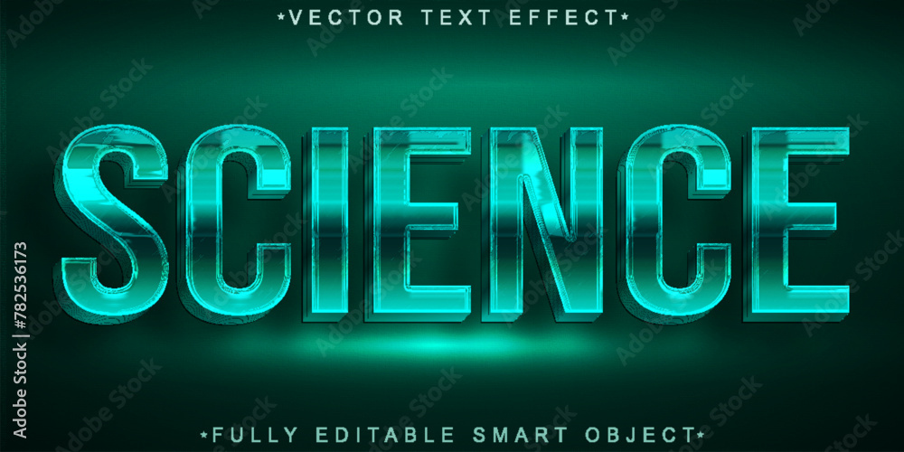 Poster shiny turquoise science vector fully editable smart object text effect