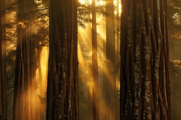 Sunlight filters through the deciduous forest creating a magical atmosphere