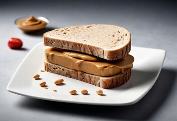 peanut butter sandwich, beautifully decorated on a plate  created with generative ai 