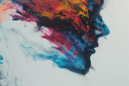 A stunning abstract explosion of colors, blending like fluid, signifies creativity and emotional expression