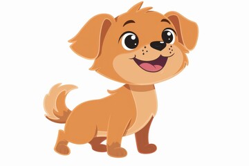 Fototapeta premium This cute cartoon puppy with a big smile portrays happiness, playfulness, and the bond between humans and their pets in a fun, engaging illustration