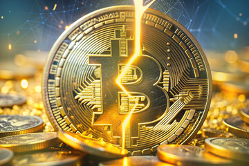 Bitcoin-Halving. Halving reduces the supply of new Bitcoin. Bitcoin digital money.