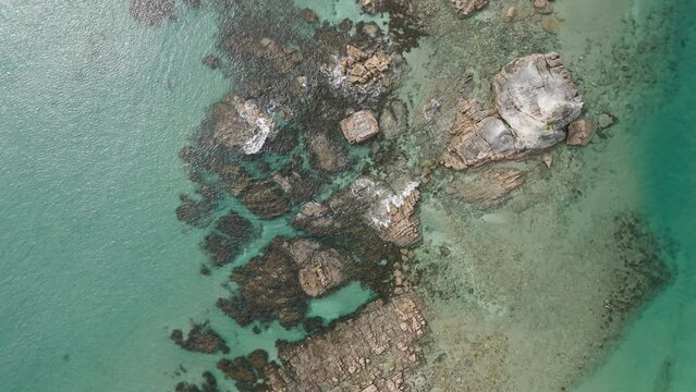 Top-down view on a rocky shore