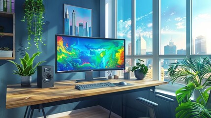 Naklejka premium Minimalist Home Office for Maximum Productivity