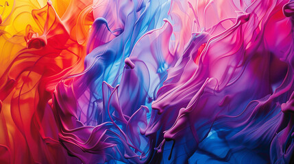 Dynamic movements of vibrant hues merge together, resulting in a visually striking gradient.