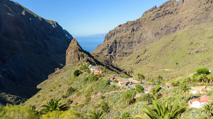 Fototapeta na wymiar Aerial view of Masca village in Teno mountans on Tenerife