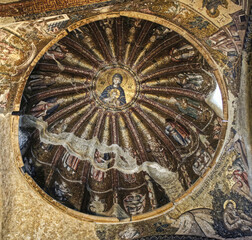 Fototapeta na wymiar Chora Church (Kariye Müzesi), is an ancient Byzantine church renowned for its splendid mosaics and frescoes. Built in the 4th century, it is an emblematic example of Byzantine architecture and art