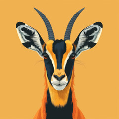 Digital illustration of a sable antelope with striking colors, facing forward against a plain background. - obrazy, fototapety, plakaty