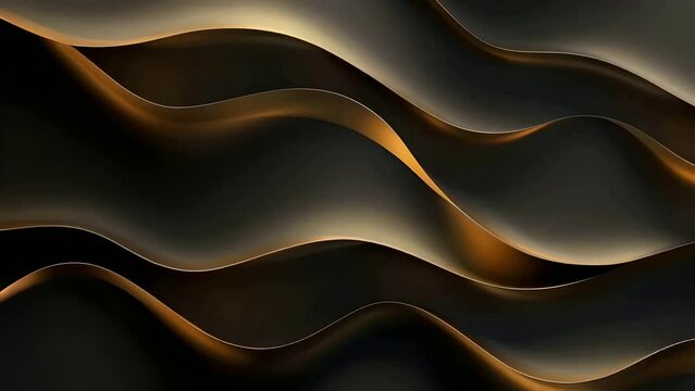 Black and gold background with abstract waves for luxury design