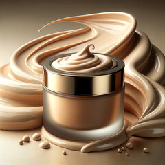 Luxurious cream and splash of aloe vera dynamic elegant composition. Premium beauty product concept - 782550113