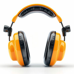 Orange and black professional headphones isolated on a white background, studio shot.