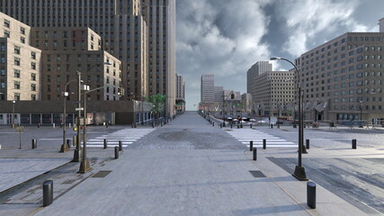 未来都市の風景　3DCGレンダリング