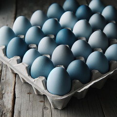 Large number of monochrome chicken eggs arranged in rows prepared for the Easter holidays. View from above