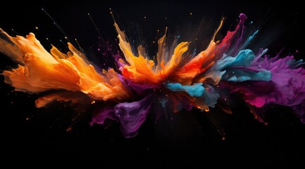 a colorful explosion of paint - obrazy, fototapety, plakaty