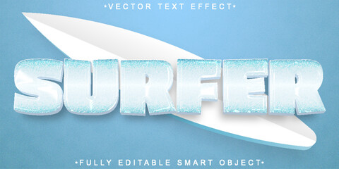 Blue Cartoon Surfer Vector Fully Editable Smart Object Text Effect