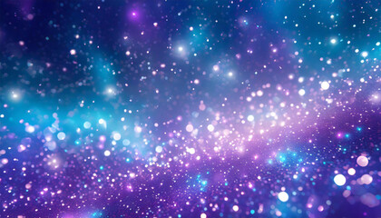 Fototapeta na wymiar Magical glittering particles in blue and purple, fantasy background.