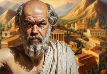 Socrates important Greek philosopher of Athens regarded as the founder of Western philosophy - obrazy, fototapety, plakaty