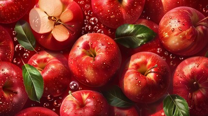 Fresh ripe red apple fruit, healthy food banner for web, farm fresh produce image