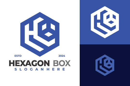 Letter H Hexagon Box logo design vector symbol icon illustration