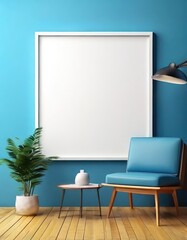 3D illustration of frame mockup on interior background