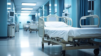 bed in hospital ER department, modern equipment