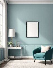3D illustration of frame mockup on interior background