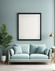 3D illustration of frame mockup on interior background