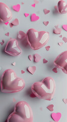 Obraz premium pink heart background.Minimal creative emotional concept.Flat lay