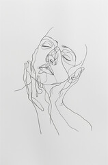 sketch of a person with sensual moment.Minimal creative art concept