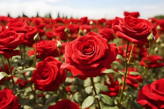 Field of Red Roses White Background pic





 