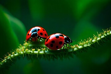 ladybug on green leaf