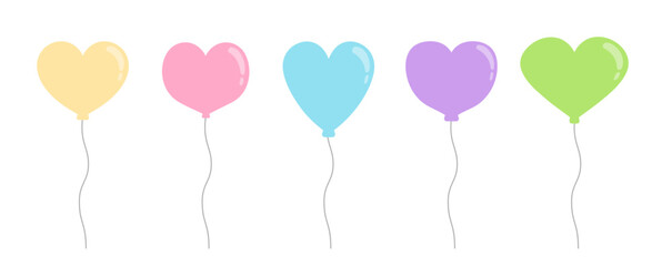Balloon and Pastel: A Festive Collection Heart Illustrations for Celebrations and Decorative Design