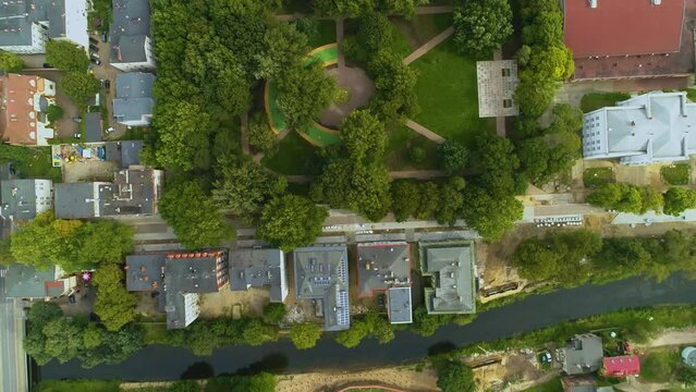 Fountain Park Przy Mdk Slupsk Fontanna Aerial View Poland