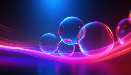 black, purple, pink abstract blurred backdrop, with clear soap bubbles of movement. - 782566377