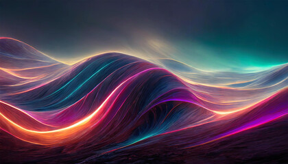 Big colorful neon wave background. - 782567543
