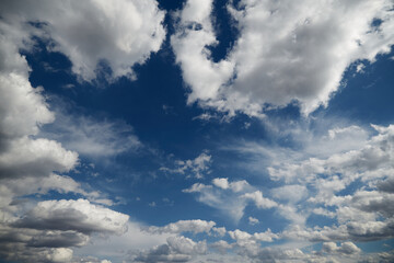 Blue sky with clouds, depth of the sky, beautiful sky with clouds, sky with clouds background