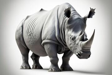 Obraz premium colorful 3d rhino isolated on white background made with generative ai technology 